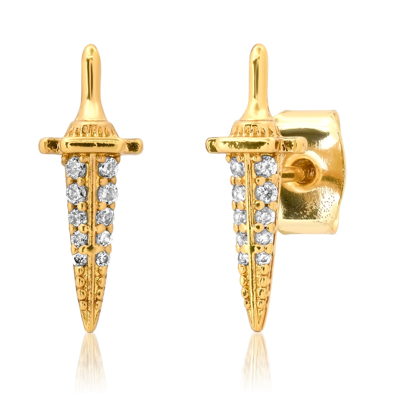 Tai Gold sword post earring with CZ