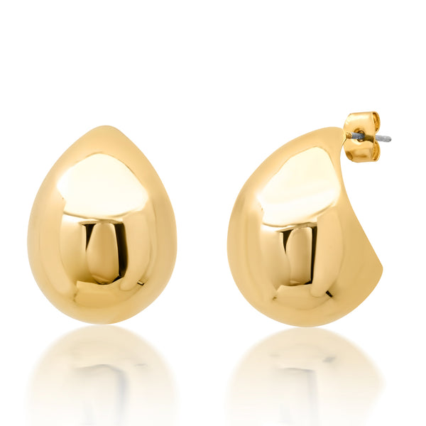 Tai Tear shaped plain gold earring