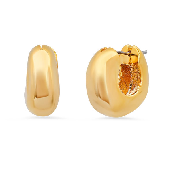 Tai Gold chunky snap closure brass earrings- 19 x 18mm, width: 8.5mm