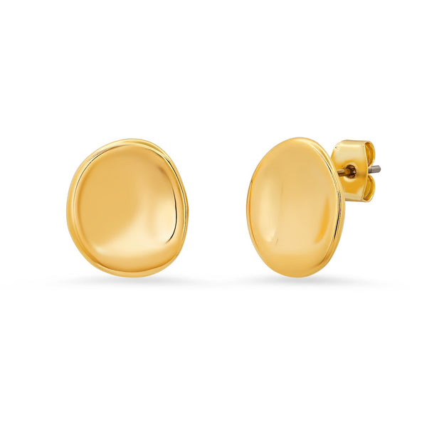 Tai Simple gold plain disc post earrings - 12 x 13.8mm