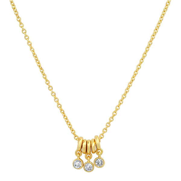 Tai Simple gold chain necklace with mini rings and CZ accent