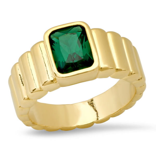 Tai Ring Bar Mensy Stone Ribbon - Emerald