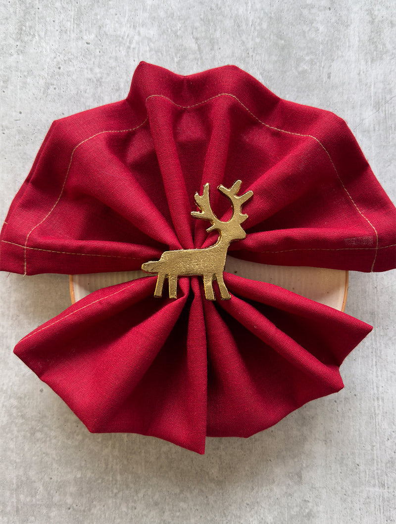 Casa Amarosa Christmas Napkin Ring - Reindeer, 2.8 x 2.8 Inches