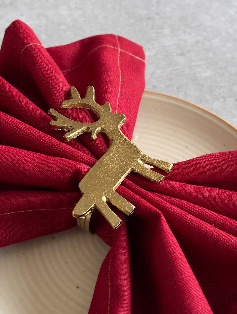 Casa Amarosa Christmas Napkin Ring - Reindeer, 2.8 x 2.8 Inches