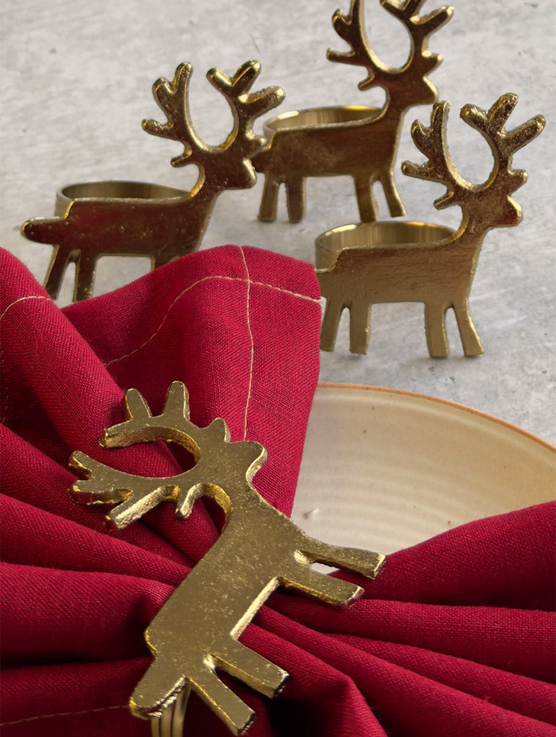 Casa Amarosa Christmas Napkin Ring - Reindeer, 2.8 x 2.8 Inches