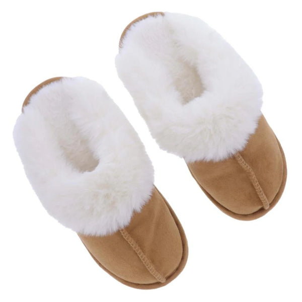 Jane Marie Tan Suede Closed Toe Slipper