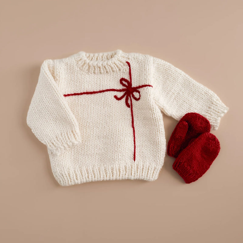 The Blueberry Hill Present Sweater, Cream/Red