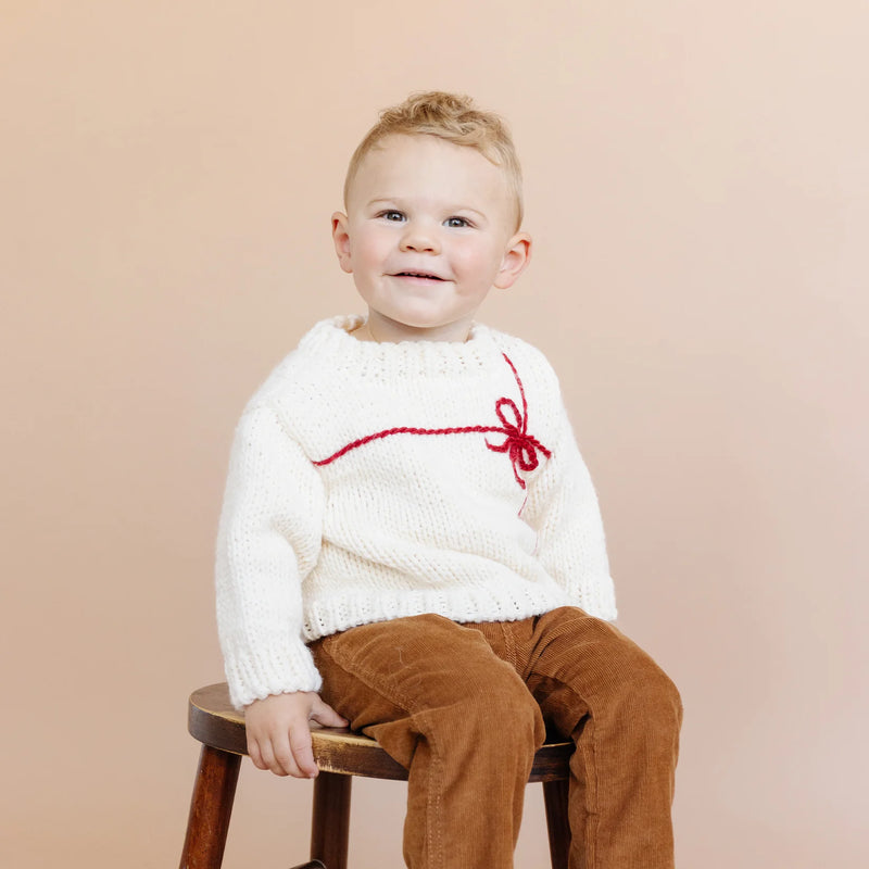 The Blueberry Hill Present Sweater, Cream/Red