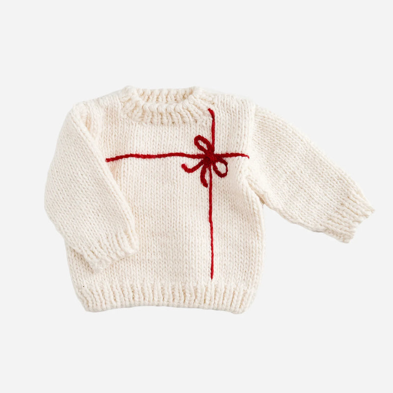 The Blueberry Hill Present Sweater, Cream/Red