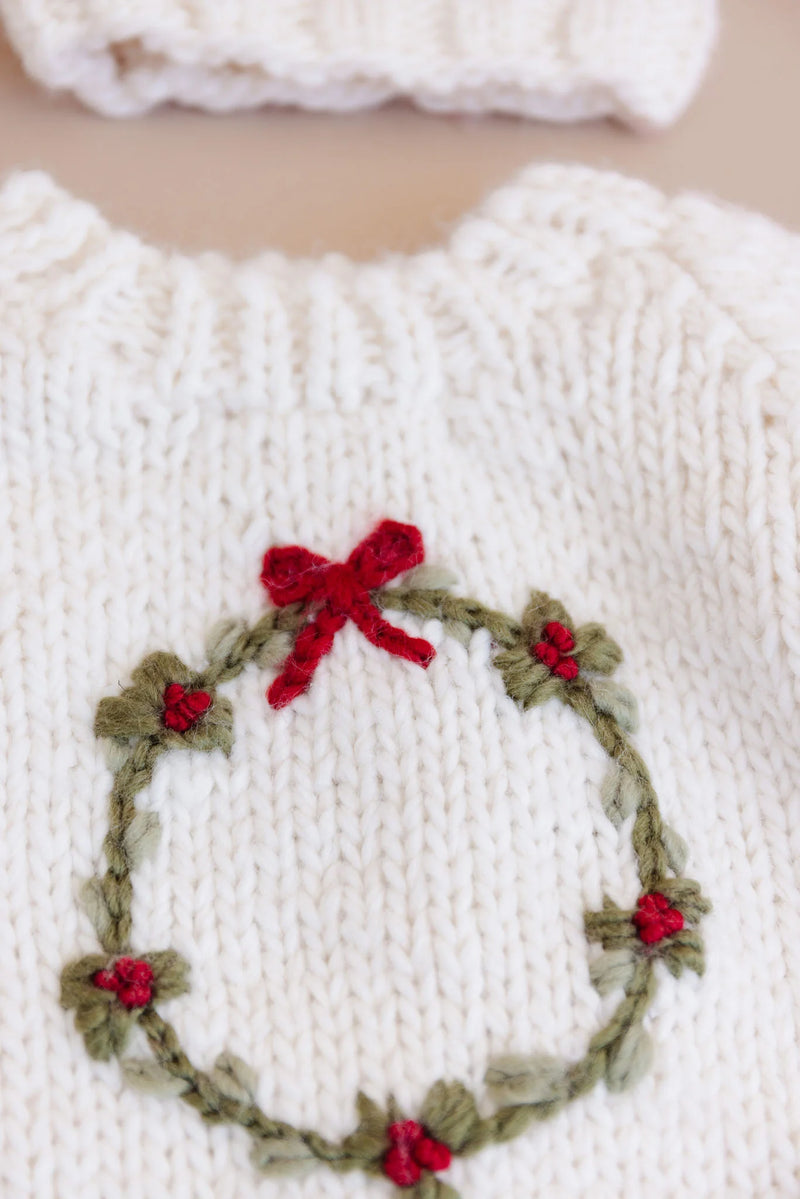 The Blueberry Hill Wreath Sweater Cream