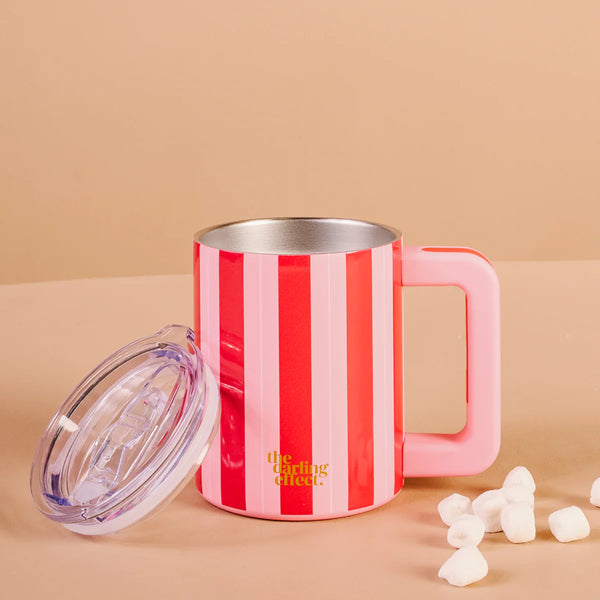 The Darling Effect 14 oz Insulated Mug-Peppermint Stripes