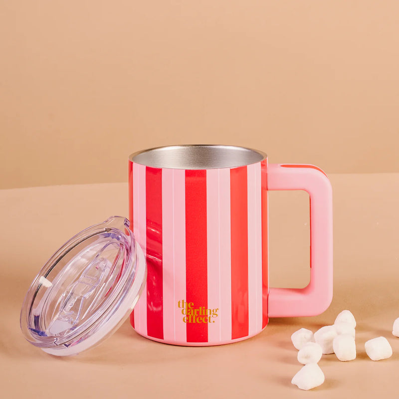 The Darling Effect 14 oz Insulated Mug-Peppermint Stripes