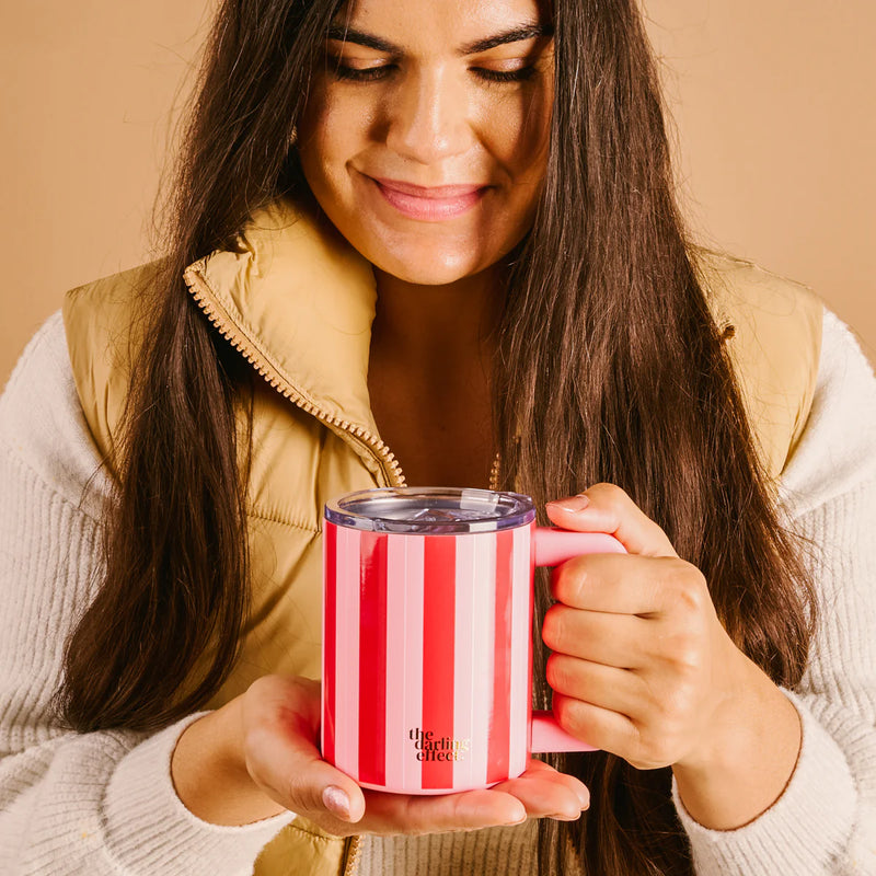 The Darling Effect 14 oz Insulated Mug-Peppermint Stripes