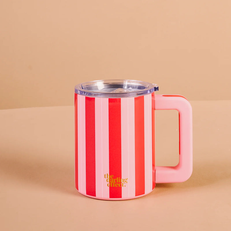 The Darling Effect 14 oz Insulated Mug-Peppermint Stripes