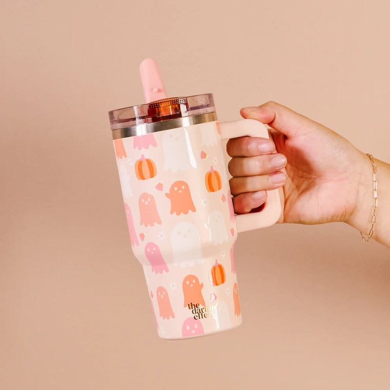 The Darling Effect 20 oz Lifestyle Flip Straw Tumbler- Ghost Party