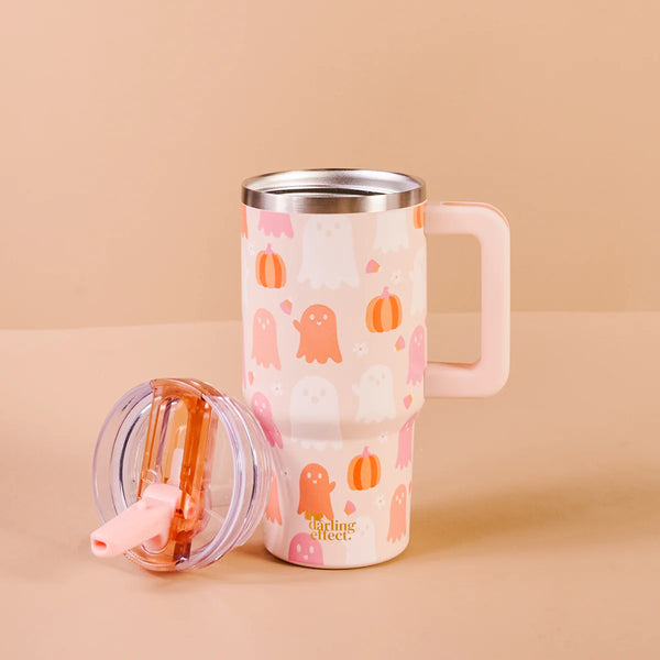 The Darling Effect 20 oz Lifestyle Flip Straw Tumbler- Ghost Party
