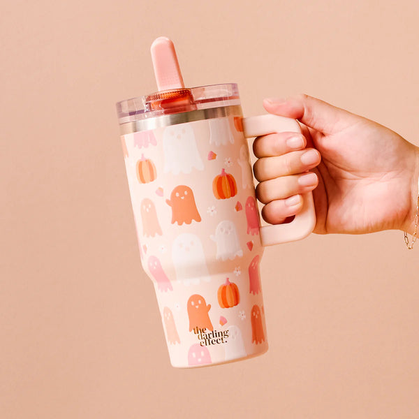The Darling Effect 20 oz Lifestyle Flip Straw Tumbler- Ghost Party