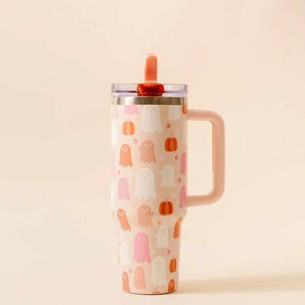 The Darling Effect 40 oz Lifestyle Flip Straw Tumbler- Ghost Party
