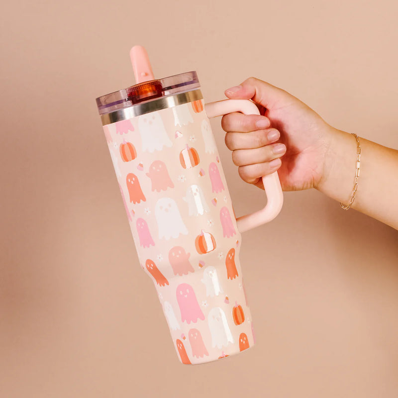 The Darling Effect 40 oz Lifestyle Flip Straw Tumbler- Ghost Party