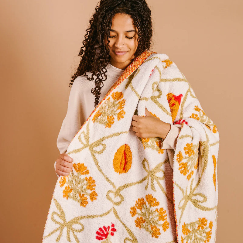 The Darling Effect Cozy Dreams Luxe Blanket- Patchwork Pumpkins