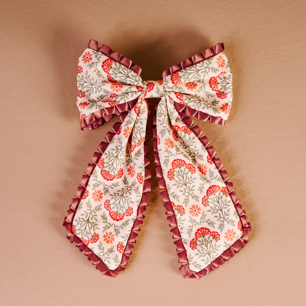 The Darling Effect Fancy Frills Hair Bow-Everbloom Dusty Rose
