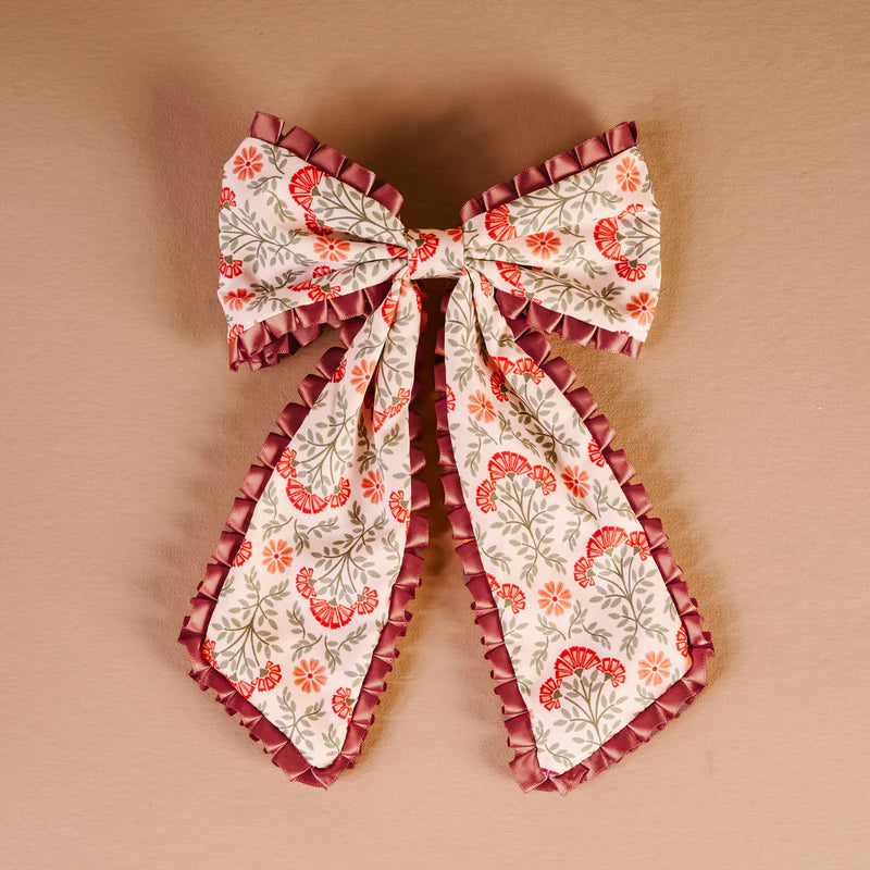 The Darling Effect Fancy Frills Hair Bow-Everbloom Dusty Rose