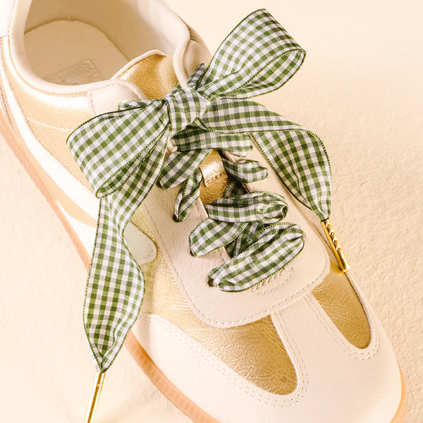 The Darling Effect Step It Up Shoelaces-Gingham Green