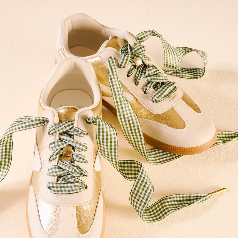 The Darling Effect Step It Up Shoelaces-Gingham Green
