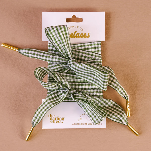 The Darling Effect Step It Up Shoelaces-Gingham Green
