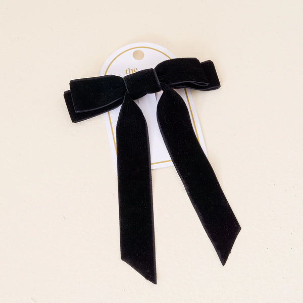 The Darling Effect Vintage Velvet Hair Bow-Black