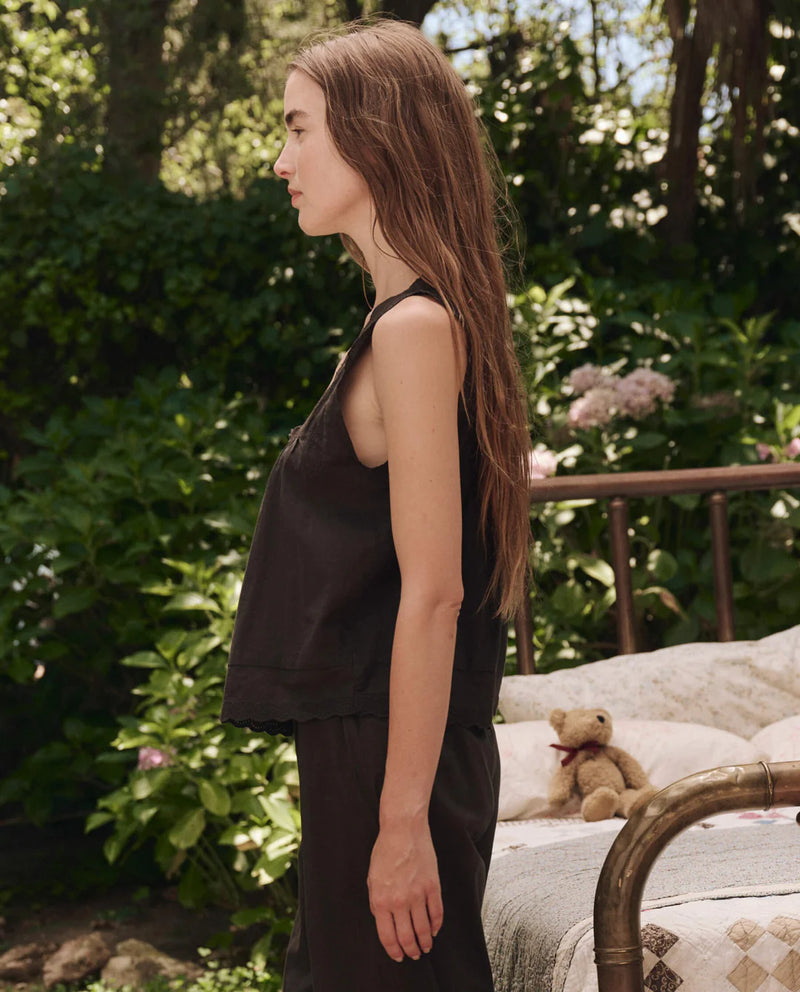The Great The Eyelet Tank Black