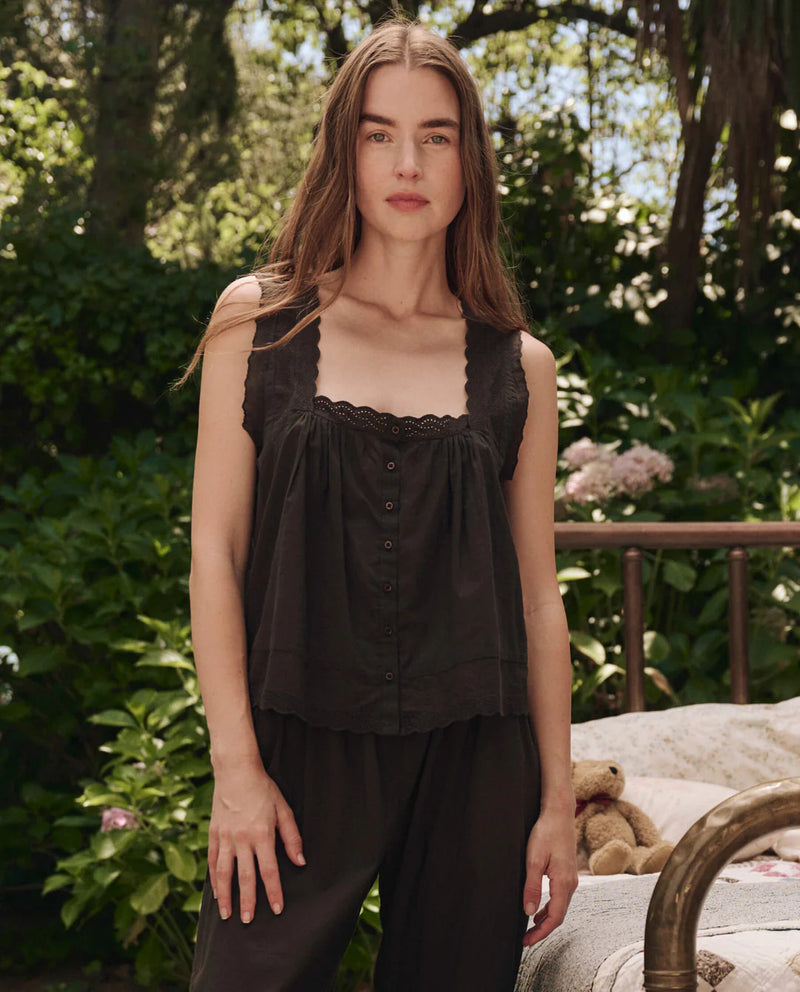The Great The Eyelet Tank Black