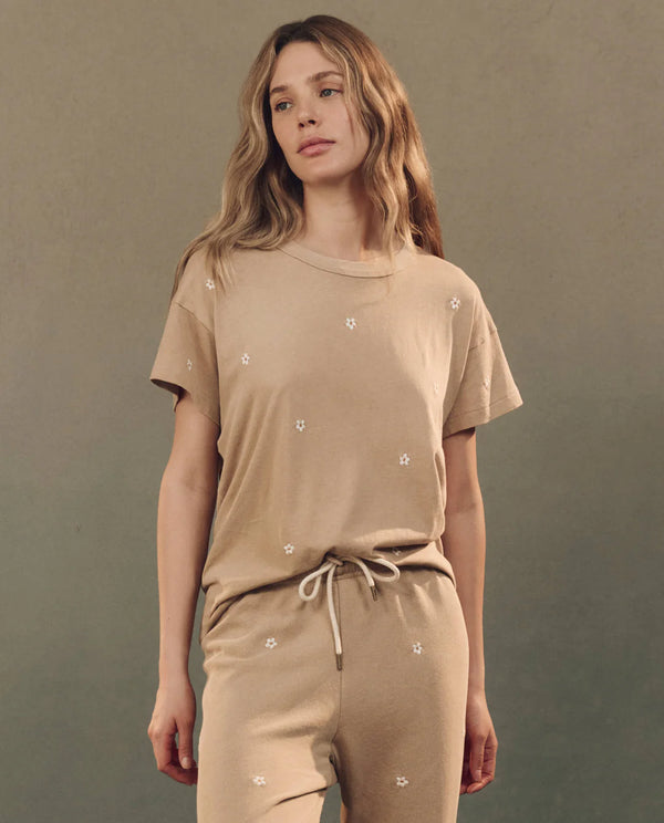 The Great The Boxy Crew Khaki W/ Daisy Embroidery