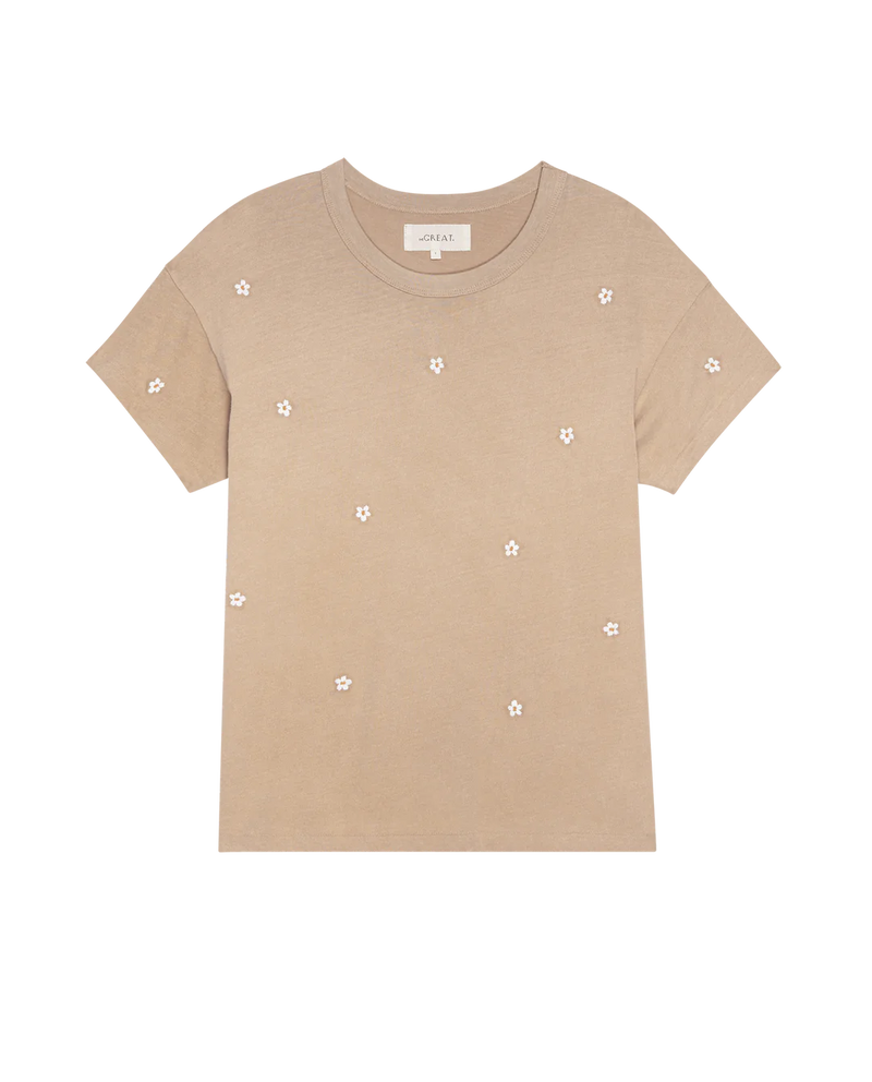 The Great The Boxy Crew Khaki W/ Daisy Embroidery