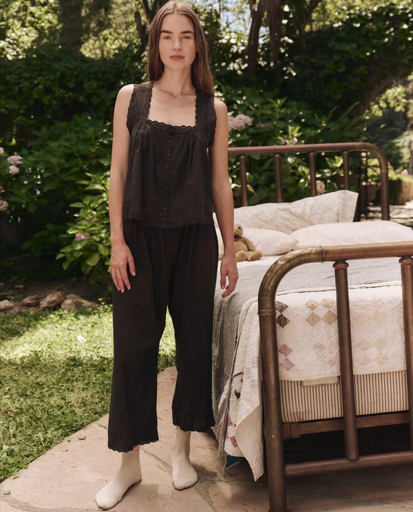 The Great The Eyelet Easy Sleep Pant Black