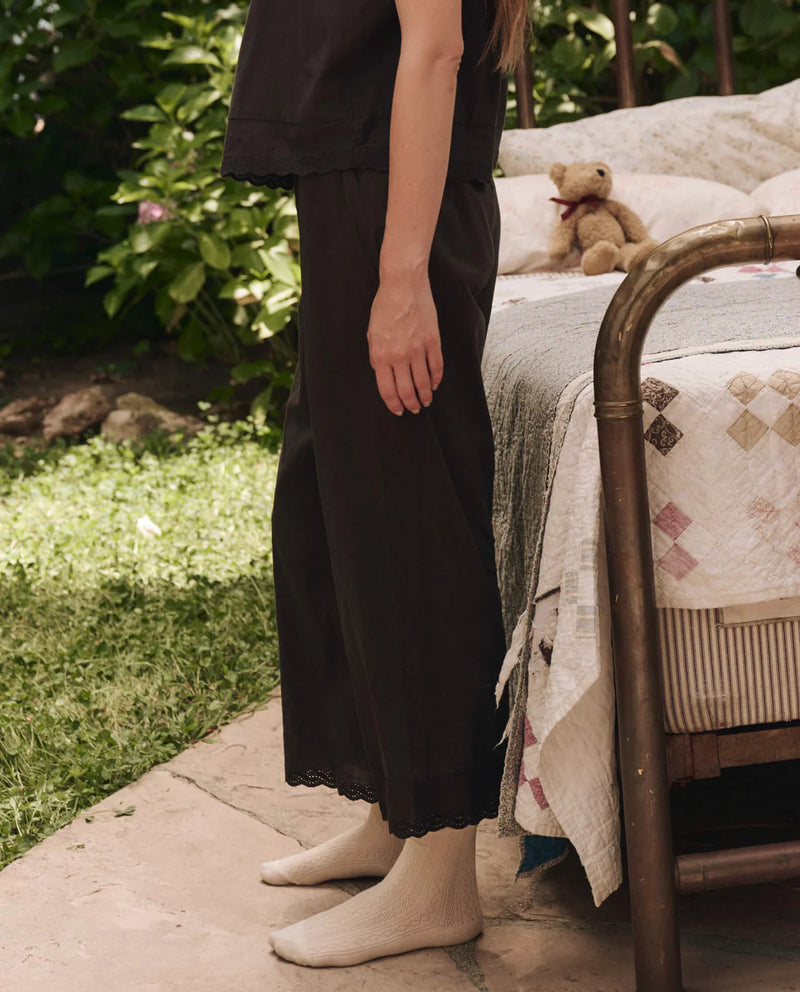 The Great The Eyelet Easy Sleep Pant Black