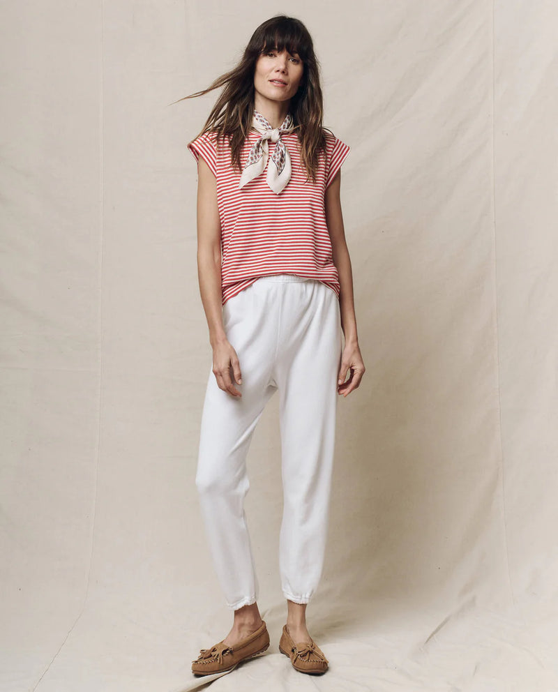 The Great The Peak Shoulder Tee Sun Cherry Stripe