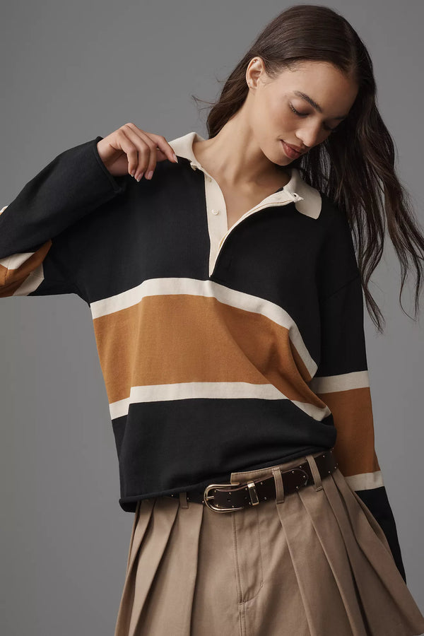 The Great The Rugby Sweater Black With Bronze Stripe