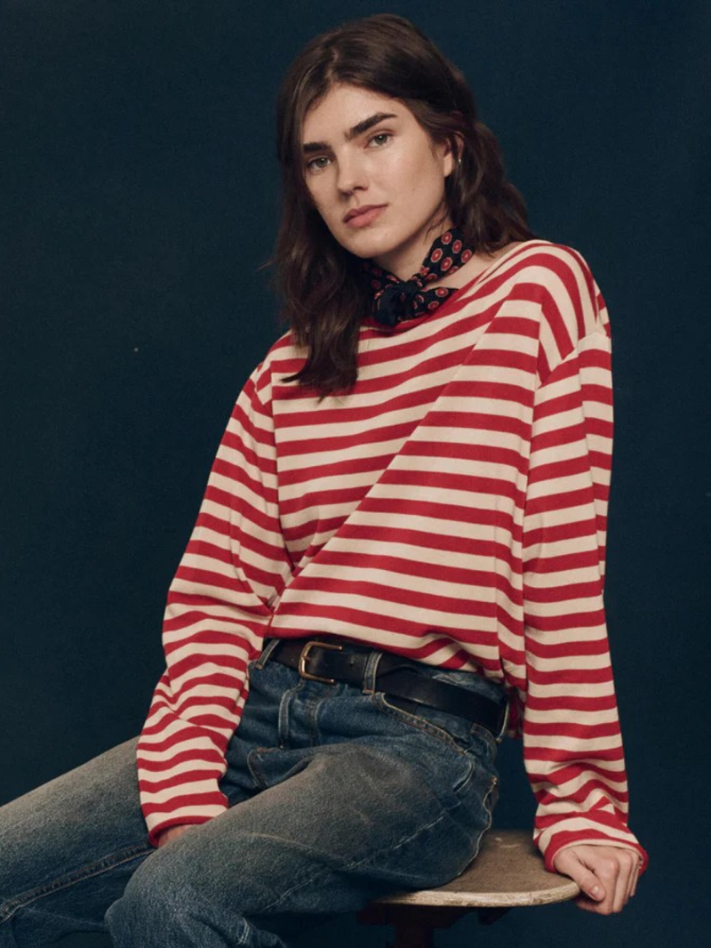 The Great The Sailor Sweater Maple Stripe