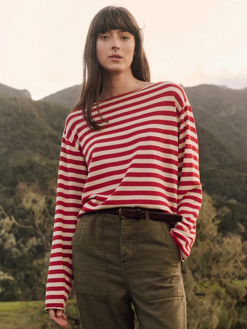 The Great The Sailor Sweater Maple Stripe