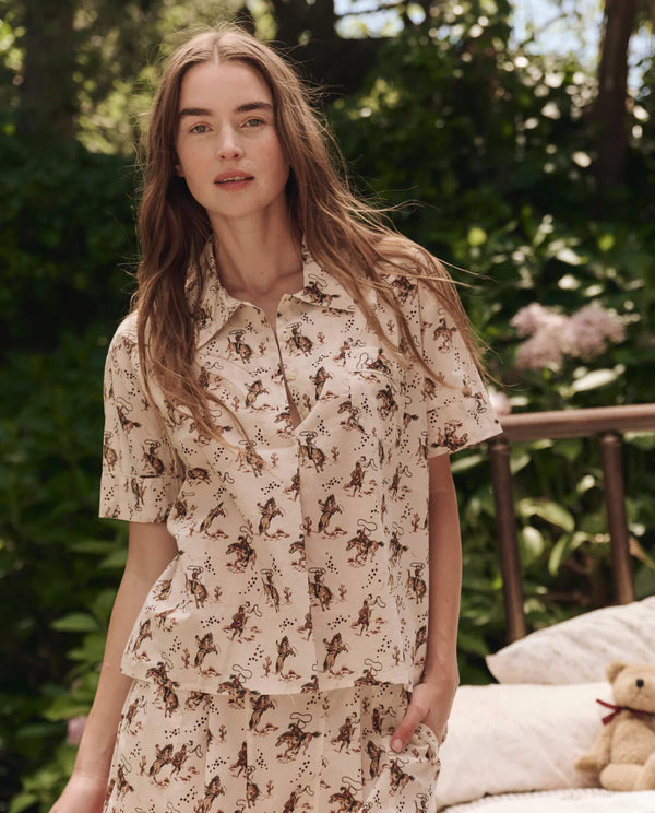 The Great The Short Sleeve Pajama Shirt Cream Cowboy