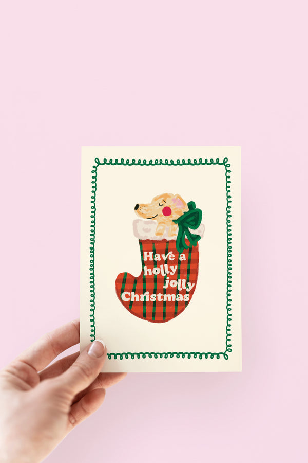 The Shelley Society A Holly Jolly Christmas Dog in Stocking Plaid