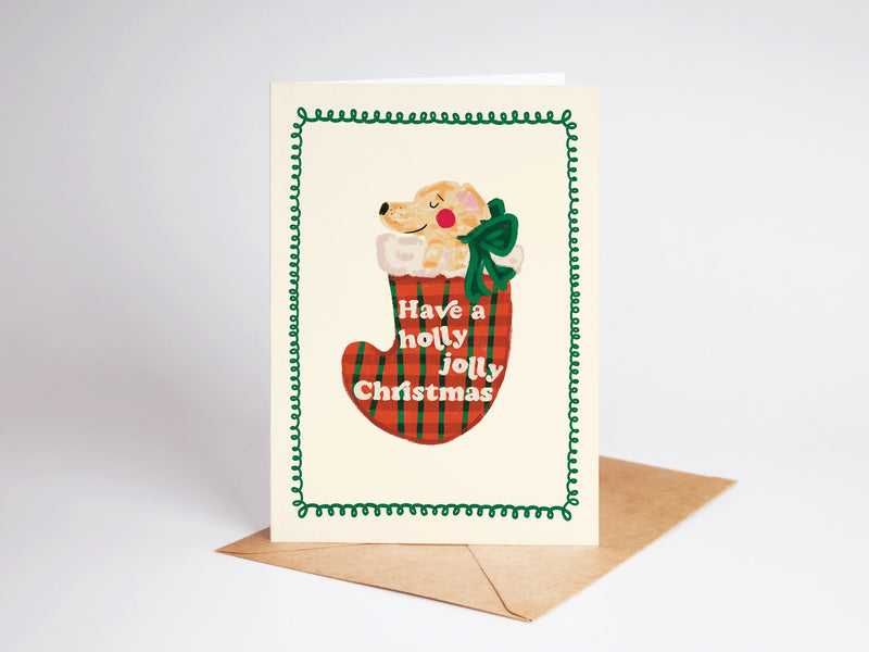 The Shelley Society A Holly Jolly Christmas Dog in Stocking Plaid