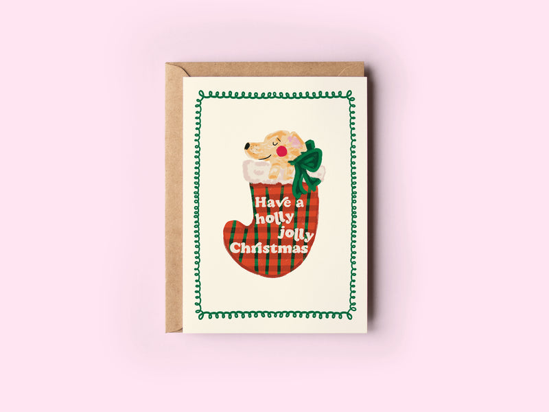 The Shelley Society A Holly Jolly Christmas Dog in Stocking Plaid