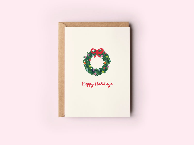 The Shelley Society Happy Holidays Colorful Wreath with Bow