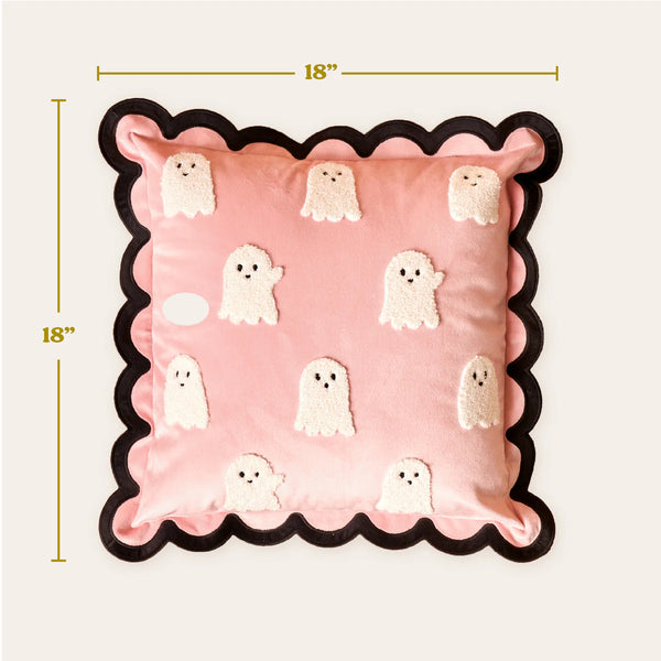 The Darling Effect Scalloped Square Throw Pillow-Boo Crew