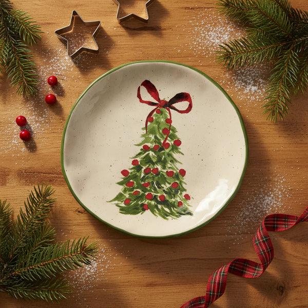 Transpac Cer Round Platter Tree Art