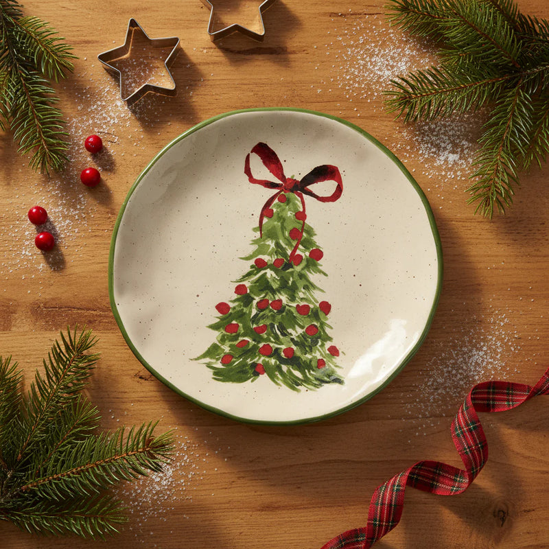 Transpac Cer Round Platter Tree Art