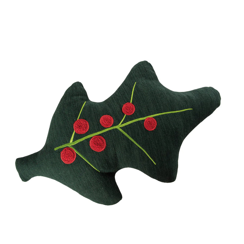 Transpac Fabric Holly Leaf Shaped Pillow