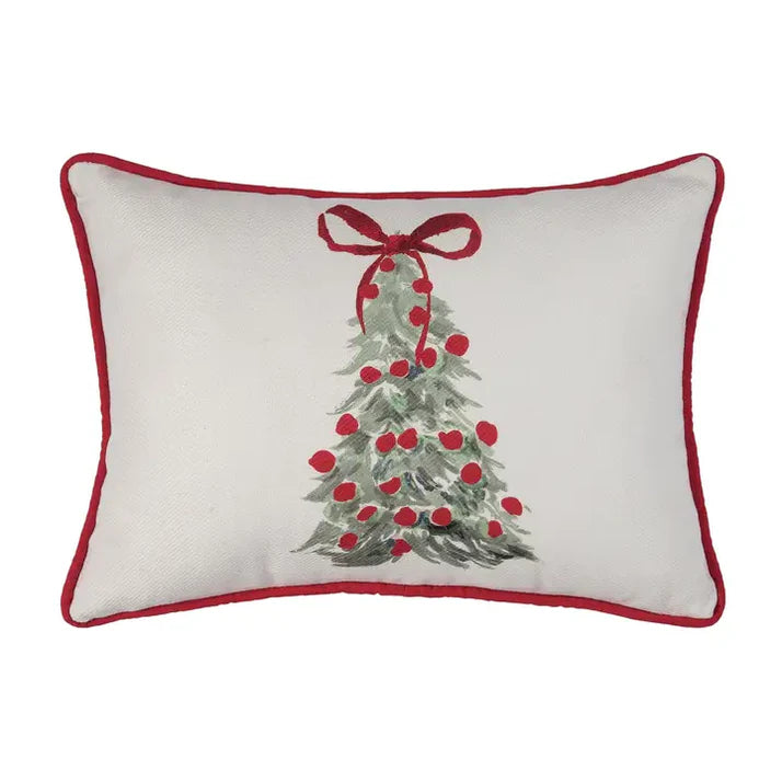 Transpac Fabric Lumbar Pillow Holiday Tree